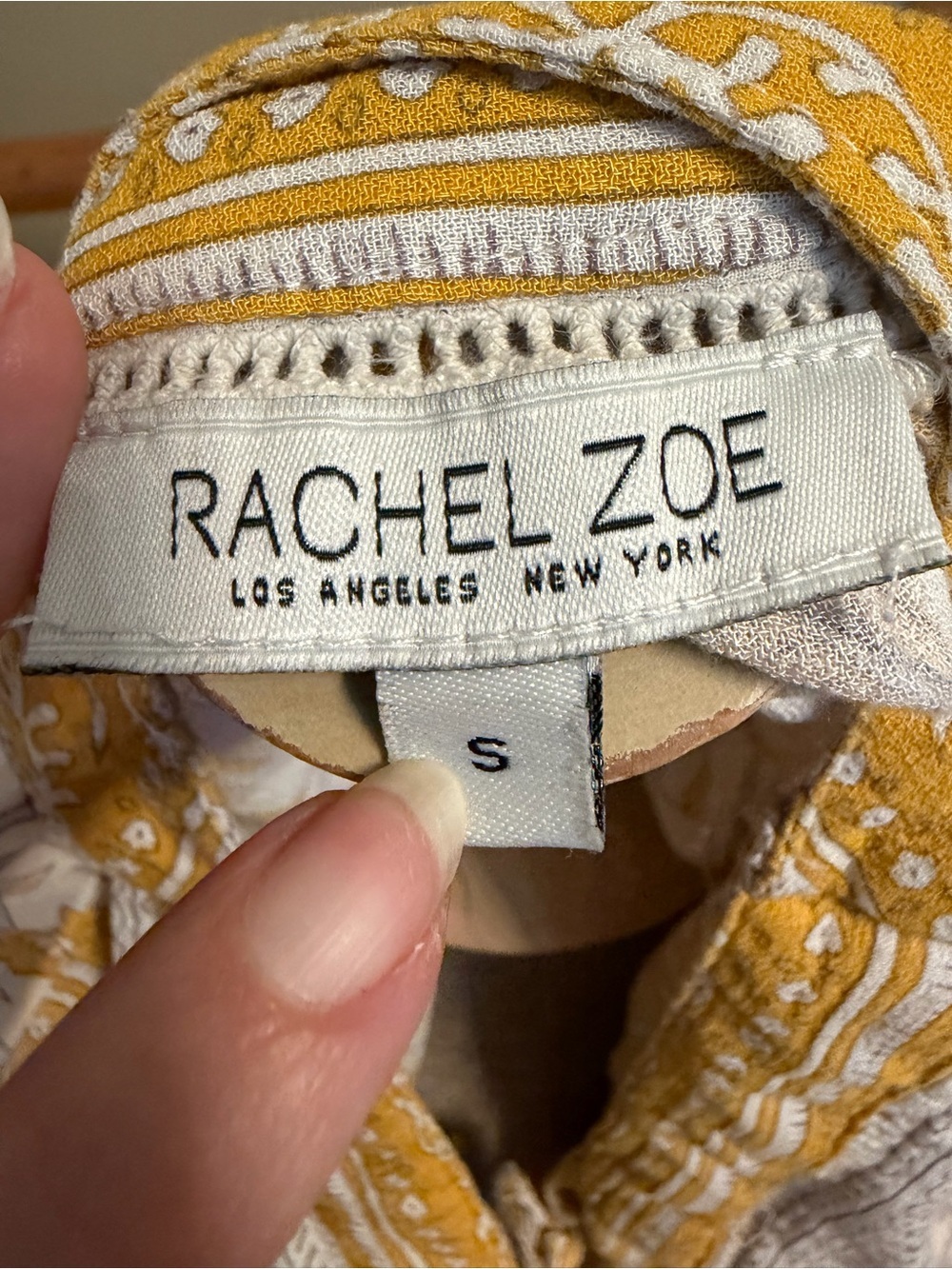 Rachel Zoe Mustard & Ivory Boho Print Peasant Tunic Top | Size Small - Picture 6 of 8